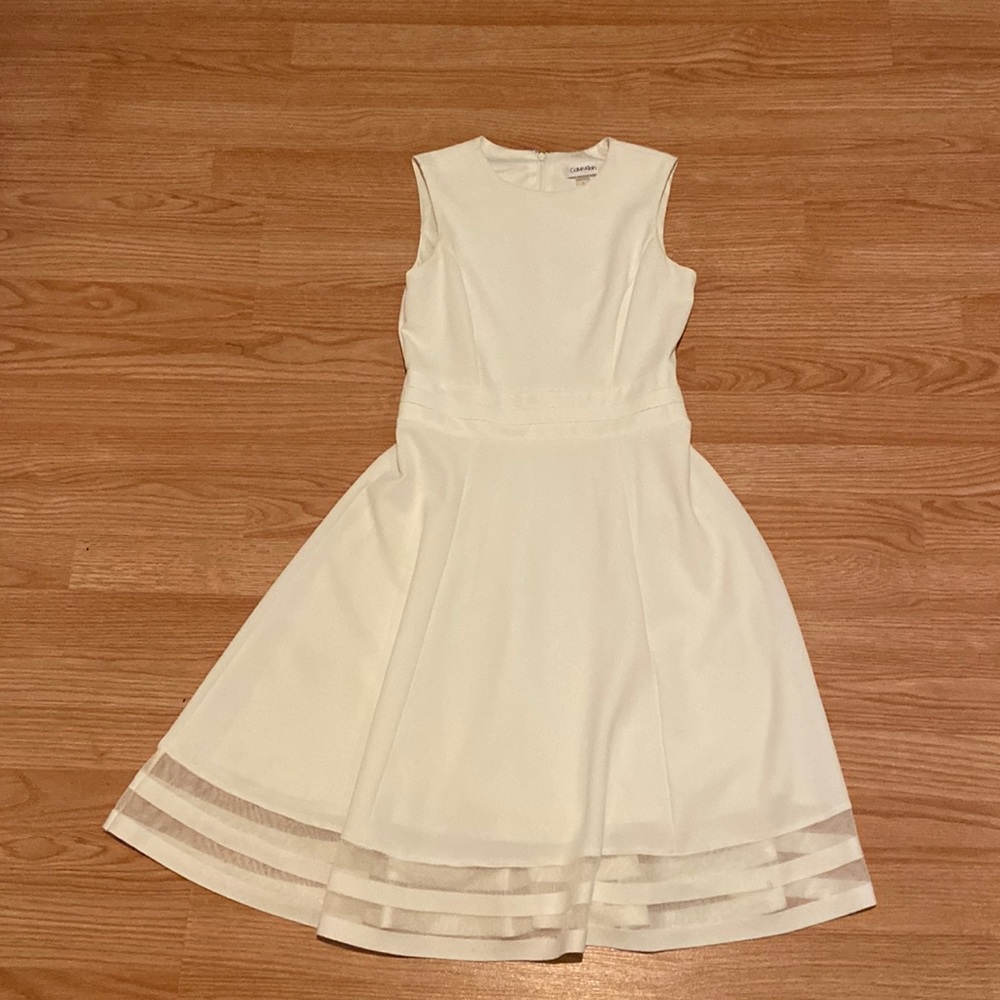 CALVIN KLEIN: Illusion-Trim Fit & Flare Midi Dress